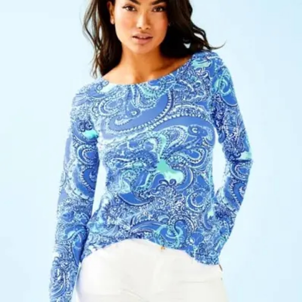 Lilly Pulitzer - Size L, Tristan Top - Blue Legga Sea